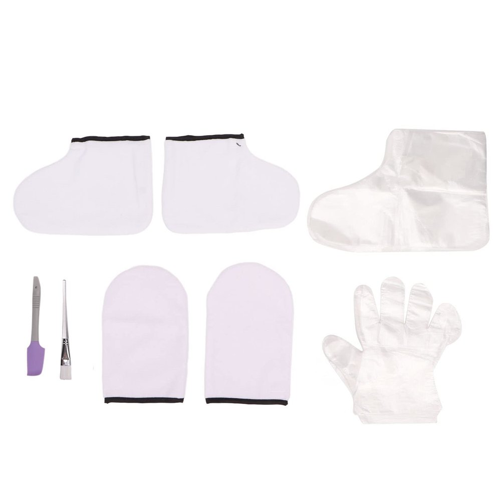 Wax Treatment Gloves Set, Professional Spa Care Kit, Moisturizing Paraffin Wax Hand Foot Cover with Disposable Gloves Socks, Includes Transparent Brush Purple Spatula for Salon HOM
