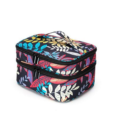5PCS Cotton Travel Storage Bags for Makeup,zipper Cute and Fancy Makeup Bags,Convenient to Carry Women Toiletry Bag.(Black)