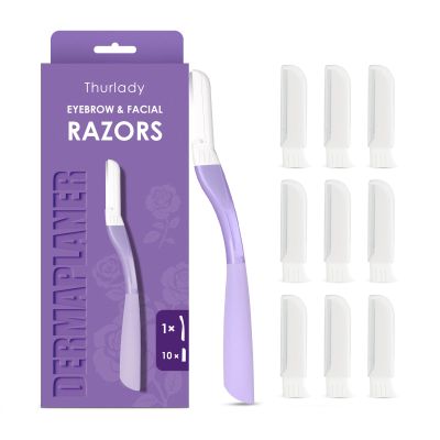 THURLADY Dermaplane Razor for Women Face, 1 Handle + 10 Refills, Purple