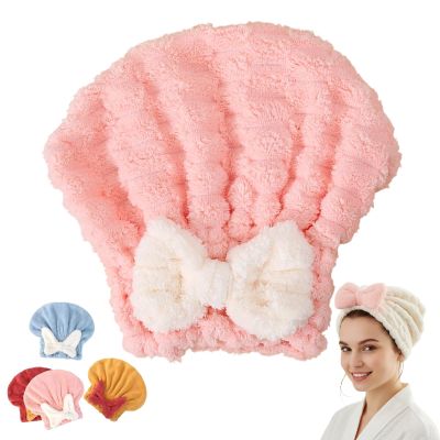 2025 New Super Absorbent Hair Towel Wrap for Wet Hair, Microfiber Hairs Towel Wrap, Women Quick-Drying Thickened Cute Shower Cap for Women Accessories (BPink)