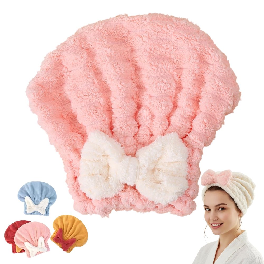 2025 New Super Absorbent Hair Towel Wrap for Wet Hair, Microfiber Hairs Towel Wrap, Women Quick-Drying Thickened Cute Shower Cap for Women Accessories (BPink)