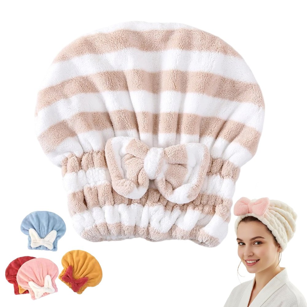 2025 New Super Absorbent Hair Towel Wrap for Wet Hair, Microfiber Hairs Towel Wrap, Women Quick-Drying Thickened Cute Shower Cap for Women Accessories (MKhaki)