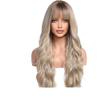 yinxx240708 26 inch Long Wave Wigs with Bangs,Curly Wigs for Women Heat Resistant Synthetic Wig for Women with Thinning Hair(Brown Highlight) view 2