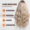 yinxx240708 26 inch Long Wave Wigs with Bangs,Curly Wigs for Women Heat Resistant Synthetic Wig for Women with Thinning Hair(Brown Highlight) view 3