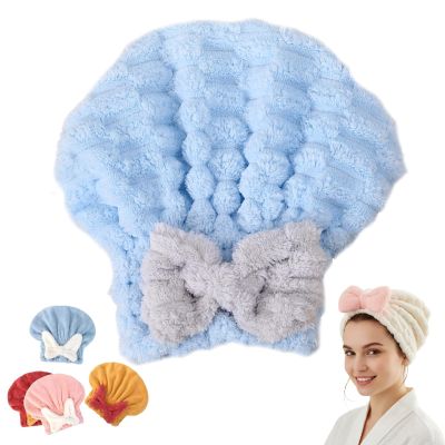 2025 New Super Absorbent Hair Towel Wrap for Wet Hair, Microfiber Hairs Towel Wrap, Women Quick-Drying Thickened Cute Shower Cap for Women Accessories (BBlue)