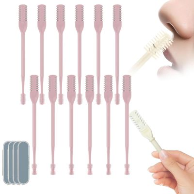 2-in-1 nose hair scissors, double-sided nose hair cutter nostril hair removal tool, portable 360 rotating manual nose hair trimmer, for both men and women, rich colors (3 pack) pink 12pcs