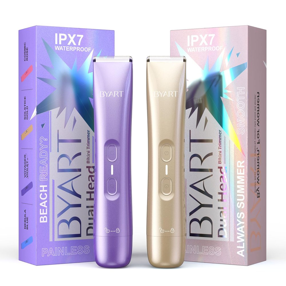 BYART Dual Head Bikini Trimmer for Women - Purple and Gold