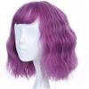 LOPASJNCS Wigs Human lace Front Kawaii Cosplay Purple red caps Cute Little Curly Wig woman Short Wavy Invisible Trace view 2
