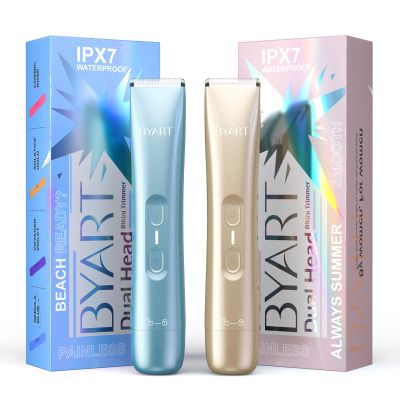 BYART Dual Head Bikini Trimmer for Women - Gold and Blue