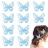 10Pcs Blue Butterfly Hair Clips Lace Embroidery Butterfly Hair Clips Cute Y2k Hairs Clip 90s Fairy Hairs Bow Pins Small Wedding Bridal Party Accessories for Girls Women Halloween Party Decor view 1