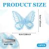 10Pcs Blue Butterfly Hair Clips Lace Embroidery Butterfly Hair Clips Cute Y2k Hairs Clip 90s Fairy Hairs Bow Pins Small Wedding Bridal Party Accessories for Girls Women Halloween Party Decor view 2