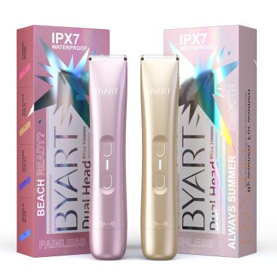 BYART Dual Head Bikini Trimmer for Women - Gold and Pink