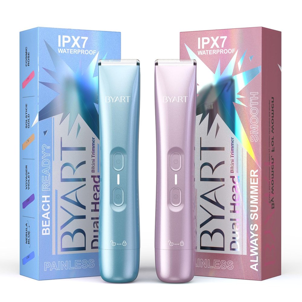 BYART Dual Head Bikini Trimmer for Women - Pink and Blue