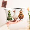 Christmas Duck Makeup Bag, Cute Cartoon Cosmetic Pouch for Women, Portable Canvas Zipper Organizer, Holiday Skincare Toiletry Bag 7x9 Inch view 2
