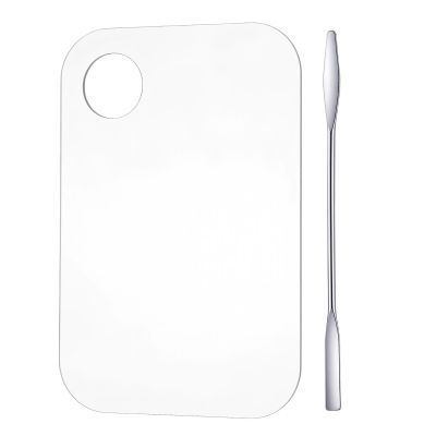 Acrylic Makeup Palette with 1Pc Spatula, Makeup Mixing Tray Apply Professional Reusable Cosmetic Palette Beauty Tools for Beauty Salon, Facial Cosmetic, Nail Art, Pigment Blending