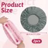 2 Pcs Reusable Shower Cap for Women Reusable Waterproof Large Shower Bonnet Washable Elastic Band Bath Hair Hat Double Layer Showers Caps Soft Non-Slip Washable Showers Bonnet for Most Hair Types view 2