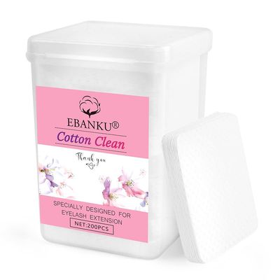 EBANKU 200PCS Eyelash Glue Wipes Cotton Pads, Adhesive Wipes for Lash Polish Remover, Non-Woven Fabric Eyelash Extension Supplies, Cotton Wool for Cosmetic Purposes
