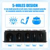 2 Pcs 5 Hole Cosmetic Long Point Manual Pencil Sharpener Makeup Eyeliner Pencil Sharpener with Plastic Lid Lip Liner Pencils Eyeliner Eyebrow Sharpeners Handheld Cosmetic Manual Tools for Women Black view 4