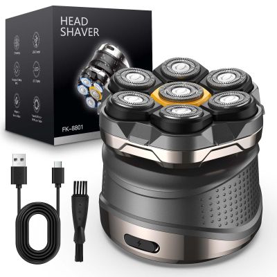 HOOICB Bald Head Shaver for Man, Cordless Electric Razor with 7D Floating Blades, Wet & Dry Use, USB Rechargeable Grooming Kit