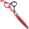 6" Hairdressing Scissor,Barber Hair Trim and Cut Thinning Hair Scissor Combination Set Hair and Hair Thinning Set for Barber Stylist and Home DIY Red view 2