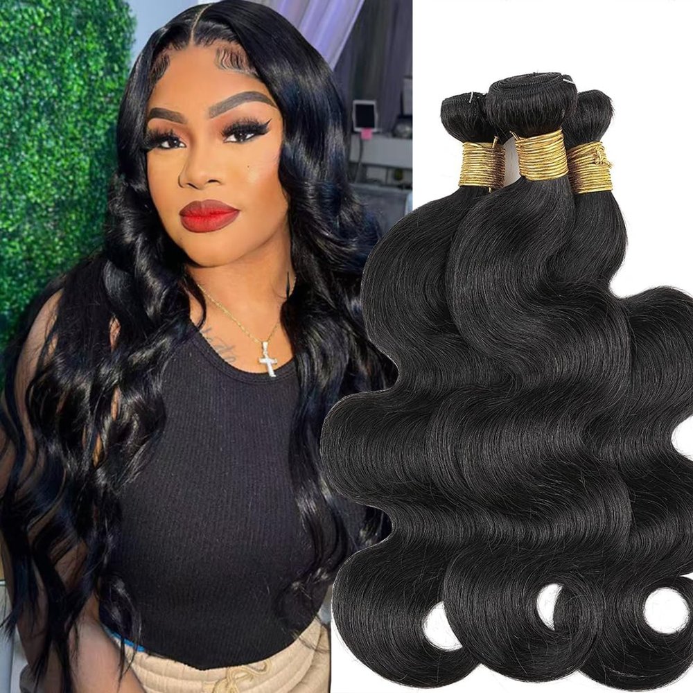 Human Hair Body Wave Bundles Brazilian Human Hair Body Wave Bundles 100% Unprocessed Virgin Body Wave Quick Weave Raw 3 Bundles 20 22 24inch Deals Natural Black