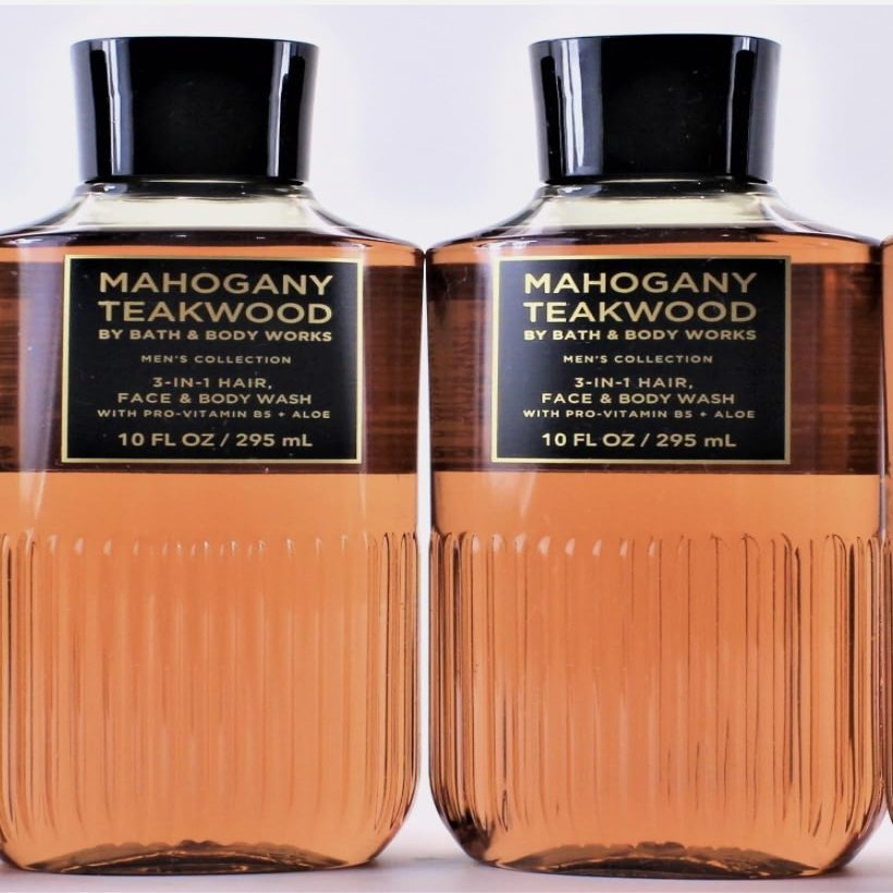2 MAHOGANY TEAKWOOD For Men 3 in 1 Hair Face bath Body Wash Shower Gel 10 oz