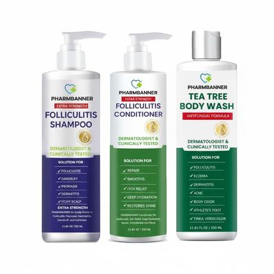 Anti-Dandruff Shampoo and Conditioner Set & Tea Tree Body Wash - Helps Cleanse, Soothe & Refresh Itchy Scalp and Skin  Sulfate & Paraben Free