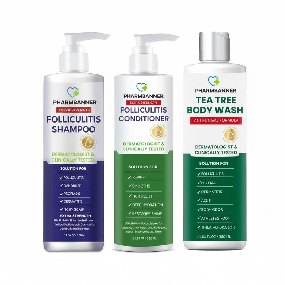 Anti-Dandruff Shampoo and Conditioner Set & Tea Tree Body Wash - Helps Cleanse, Soothe & Refresh Itchy Scalp and Skin  Sulfate & Paraben Free