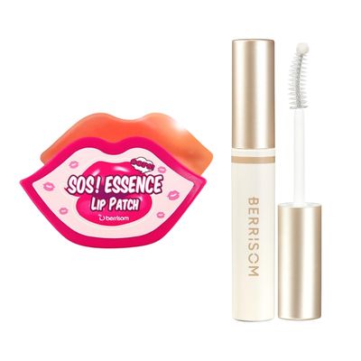 Berrisom Lip & Eye Care Duo, SOS Hydrogel Lip Patch (Moisturizing Lip Mask) + Biothenol Lash Up Ampoule (Vegan Eyelash & Brow Serum)
