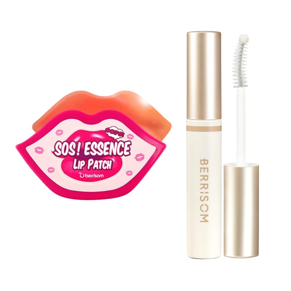 Berrisom Lip & Eye Care Duo, SOS Hydrogel Lip Patch (Moisturizing Lip Mask) + Biothenol Lash Up Ampoule (Vegan Eyelash & Brow Serum)