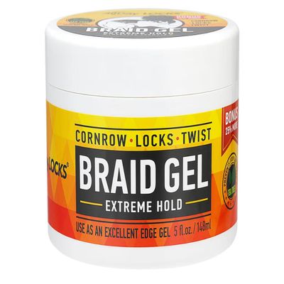 AllDay Locks Braid Gel (5 oz) | Extreme Hold, High Shine | Frizz & Flake-Free Edge Control | Tea Tree, Lavender, Peppermint Oil | Slick & Style Braids, Locks, Twists, Cornrows | 5 oz