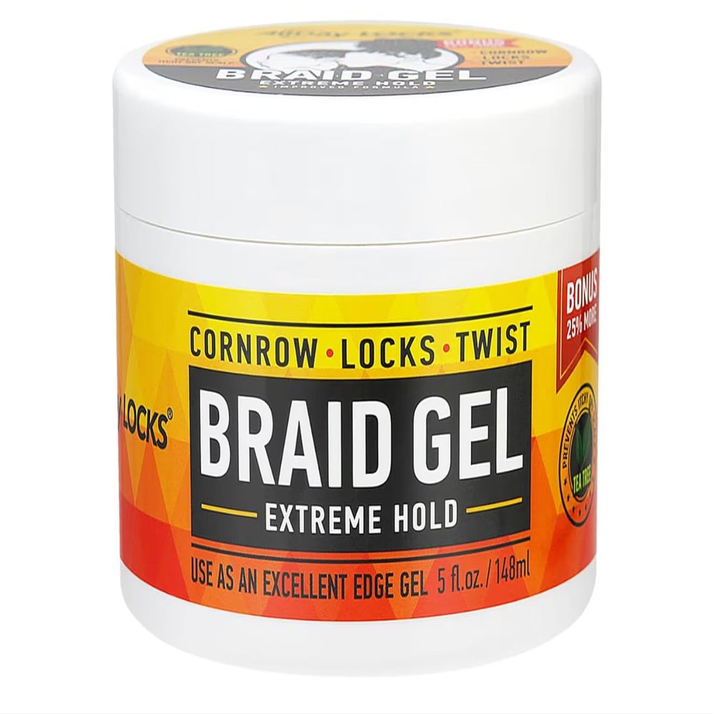 AllDay Locks Braid Gel (5 oz) | Extreme Hold, High Shine | Frizz & Flake-Free Edge Control | Tea Tree, Lavender, Peppermint Oil | Slick & Style Braids, Locks, Twists, Cornrows | 5 oz