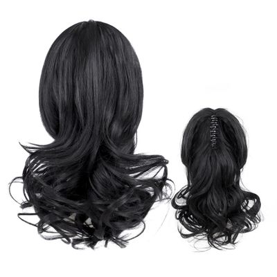 14Inches Claw Clip Ponytail Extension Synthetic Hair Extension Ponytail Clip on Ponytail For Women Natural Looking Hairpiece(Black)