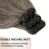 SIYUSI Salt and Pepper Human Hair Bundles 22 22 22 Inch Straight Human Hair 3 Bundles 100% Unprocessed 12A Brazilian Hair Weave Extensions Natural Gray-White Color view 3