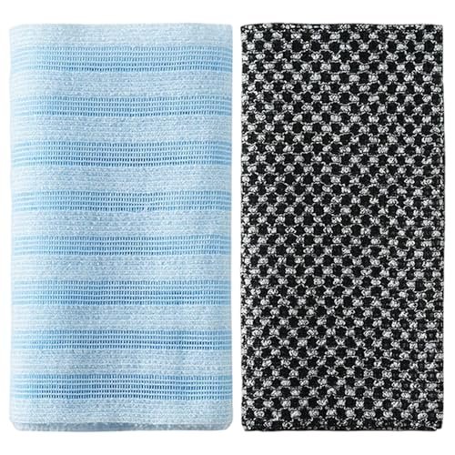 2-Pack Exfoliating Body Scrubber Long Dual-Sided Wash Cloths for Showering, Back Exfoliation Towel.