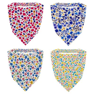 RODAILYCAY 4 Pack Colorful Flower Floral Pattern Hair Scarfs Headband, Triangle Head Scarves, Non Slip Hairband Bandanas, Head Kerchief for Women Girls
