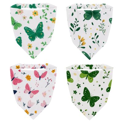 RODAILYCAY 4 Pack Hair Scarfs Headband, Triangle Head Scarves, Pink Butterfly with Flower Non Slip Hair Bandanas, Head Kerchief for Women Girls