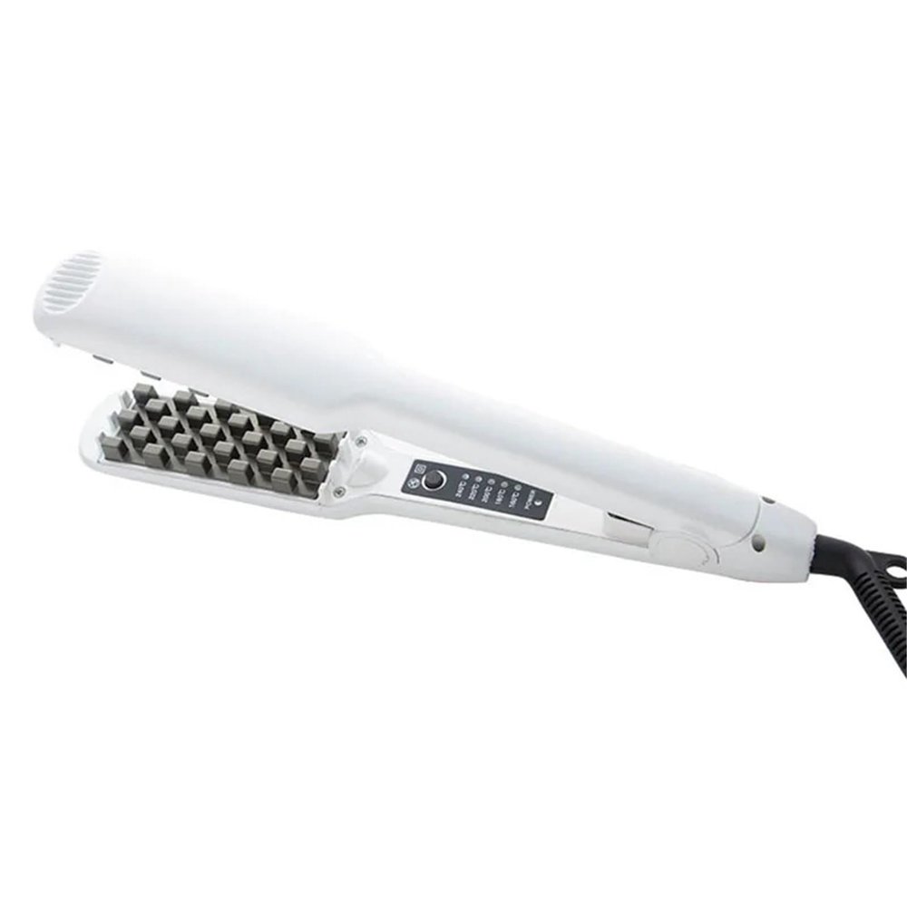 3D Grid Hair Crimper Volumizer Hair Fluffy Corrugated Curler Flat Iron Corn Hair Splint Perm Straightener Brush Comb(Product 2-White,US)