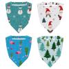 RODAILYCAY 4 Packs Hair Scarf, Chiffon Bandanas Kerchief, Christmas Flamingo Cactus Non Slip Triangle Headband Bandana for Women Girls view 1