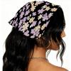 RODAILYCAY 4 Piece Hair Scarfs, Elastic Hair Scarf Headband, Triangle Kerchief, Pink Beautiful Blossom Cherry Flower Blue Background Head Hairband Bandanas view 2