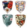 RODAILYCAY 4 Pack Triangle Head Scarf, Chiffon Hair Kerchief, Elastic Hair Scarf Bandanas for Women Girls, Pink Flower view 1