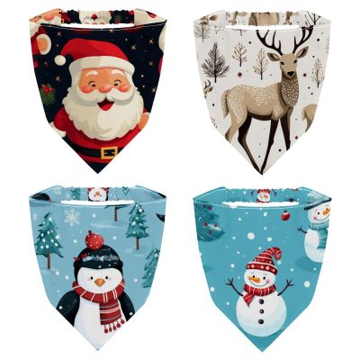 RODAILYCAY 4 Pieces Hair Scarfs Headband, Triangle Head Scarves, Merry Christmas Snowman Non Slip Hairband Bandanas, Head Kerchief for Women Girls