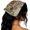 RODAILYCAY 4 PCS Hair Scarfs Headband, Triangle Head Scarves, Beige Ethnic Pattern Non Slip Hair Bandanas, Head Kerchief for Women Girls view 2