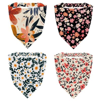 RODAILYCAY 4 Piece Little Flower Pattern Hair Scarfs Headband, Triangle Head Scarves, Non Slip Hair Bandanas, Head Kerchief for Women Girls
