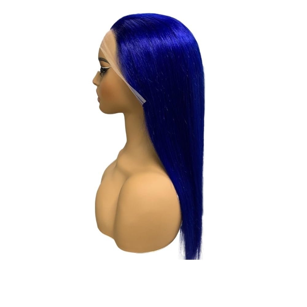 yinxx240708 13x4 Hd Transparent Lace Frontal Wigs, Wear and Go Glueless Navy Blue Wigs Human Hair for Black Women for Women with Thinning Hair(Dark blue-150%,16inch)