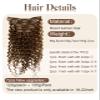 Hetto Thick Deep Wavy Clip in Hair Extensions Curly Hair Extensions Human Hair Dark Raddish Brown Water Wavy Extension for Women 22inch 120g 7pcs view 3
