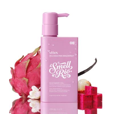 Sttes Shower Oil 08# (Delicious Pink Dragonfruit) 5.47 oz Moisturizing Body Wash with Pink Dragonfruit, Jasmine & Hibiscus Scent, Natural Plant Oils, No Mineral Oil, Parabens or Phthalates