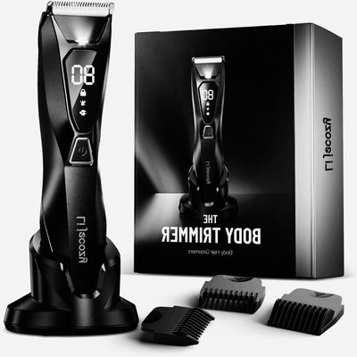 Lijecozy Body Hair Trimmer for Men - Pubic Hair Trimmer for Man - Waterproof Wet/Dry Groomer kit for Groin - Electric Ball Shaver with Display & Light 1124 DY