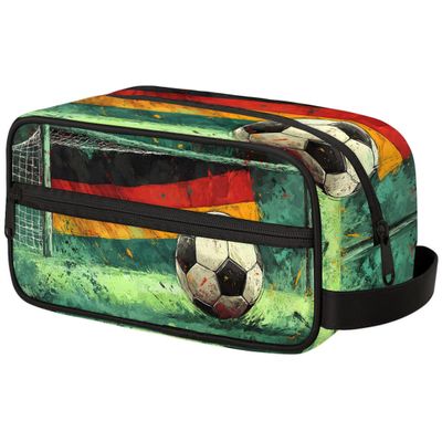LCLJJDMBM Soccer Field Soccer Boys Travel Toiletry Bag Waterproof Wash Bag Shower Shaving Bag Cosmetic Organizer Makeup Bag Portable Toiletries Accessories for Women Men Soccer