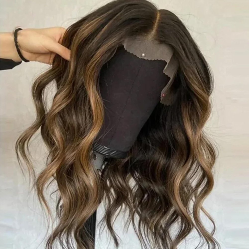 GVGFSTS 100% Raw Human Hair Wigs Honey Blonde Highlights Brunette Wig 13x6 Lace Frontal Human Hair Glueless Wigs 200% Density (13x6 Lace front Wig, 20 Inch)